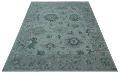 Antique look Bluish Gray Hand knotted Traditional Oushak Multi Size wool area Rug - The Rug Decor