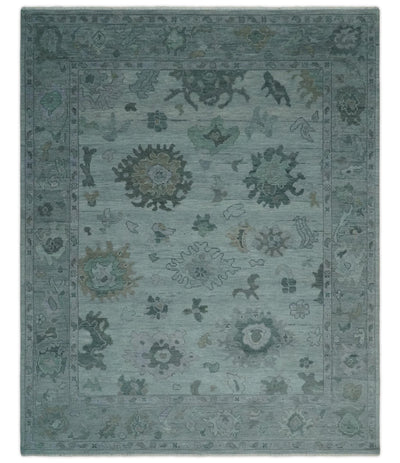 Antique look Bluish Gray Hand knotted Traditional Oushak Multi Size wool area Rug - The Rug Decor