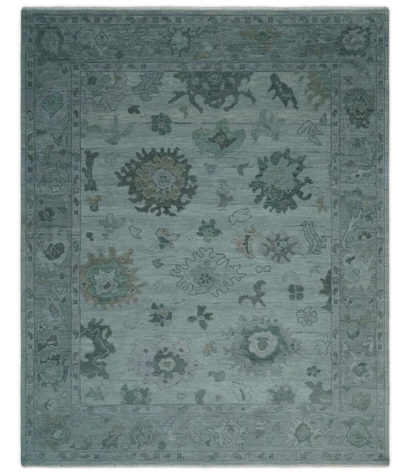 Antique look Bluish Gray Hand knotted Traditional Oushak Multi Size wool area Rug - The Rug Decor