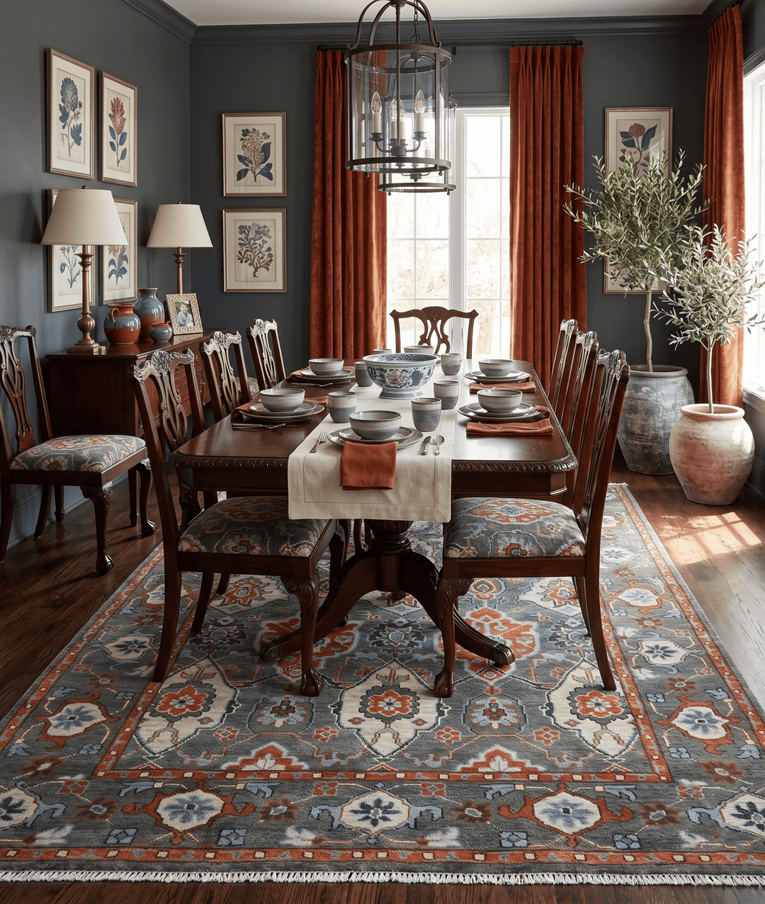 Antique look Gray And Rust Hand knotted Traditional Oushak Multi Size Area Rug - The Rug Decor