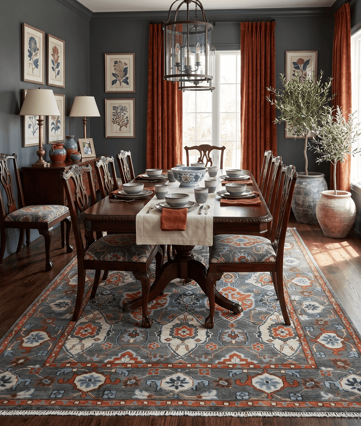 Antique look Gray And Rust Hand knotted Traditional Oushak Multi Size Area Rug - The Rug Decor