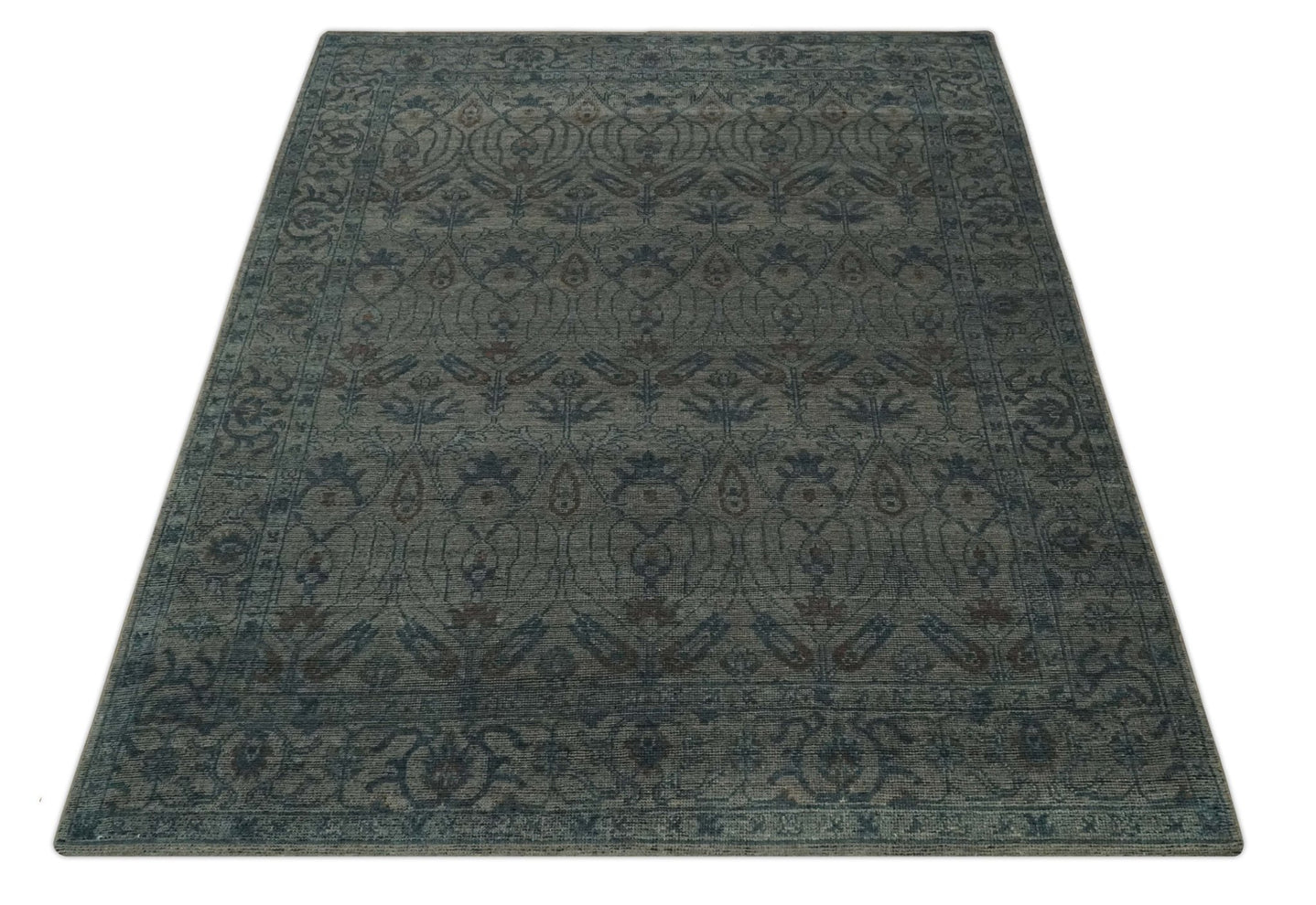 Antique look Gray, Taupe and Gray 8x10 Traditional Design wool Rug - The Rug Decor