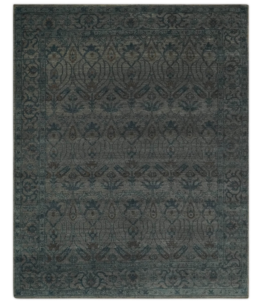 Antique look Gray, Taupe and Gray 8x10 Traditional Design wool Rug - The Rug Decor