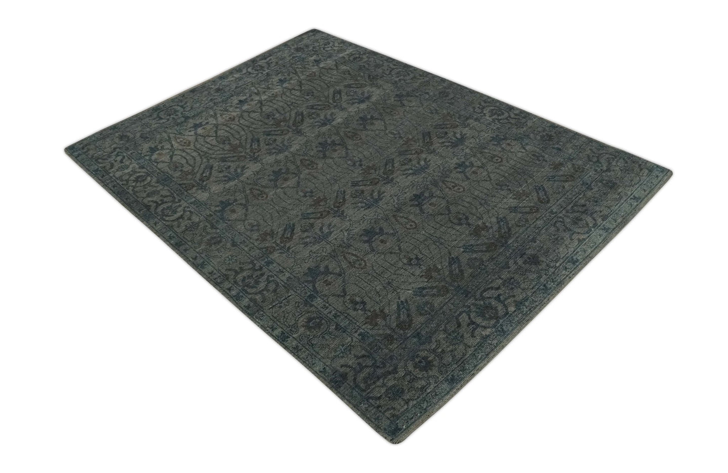 Antique look Gray, Taupe and Gray 8x10 Traditional Design wool Rug - The Rug Decor