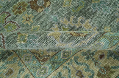 Antique look Green and Olive Hand Knotted Traditional Oushak 9x12 wool area rug - The Rug Decor