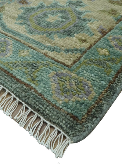 Antique look Green and Olive Hand Knotted Traditional Oushak 9x12 wool area rug - The Rug Decor