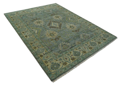 Antique look Green and Olive Hand Knotted Traditional Oushak 9x12 wool area rug - The Rug Decor