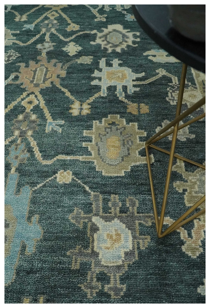 Antique look Green, Aqua and Beige Hand Knotted Traditional Oushak 8x10 wool area Rug - The Rug Decor