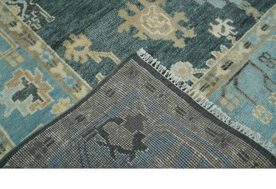 Antique look Green, Aqua and Beige Hand Knotted Traditional Oushak 8x10 wool area Rug - The Rug Decor