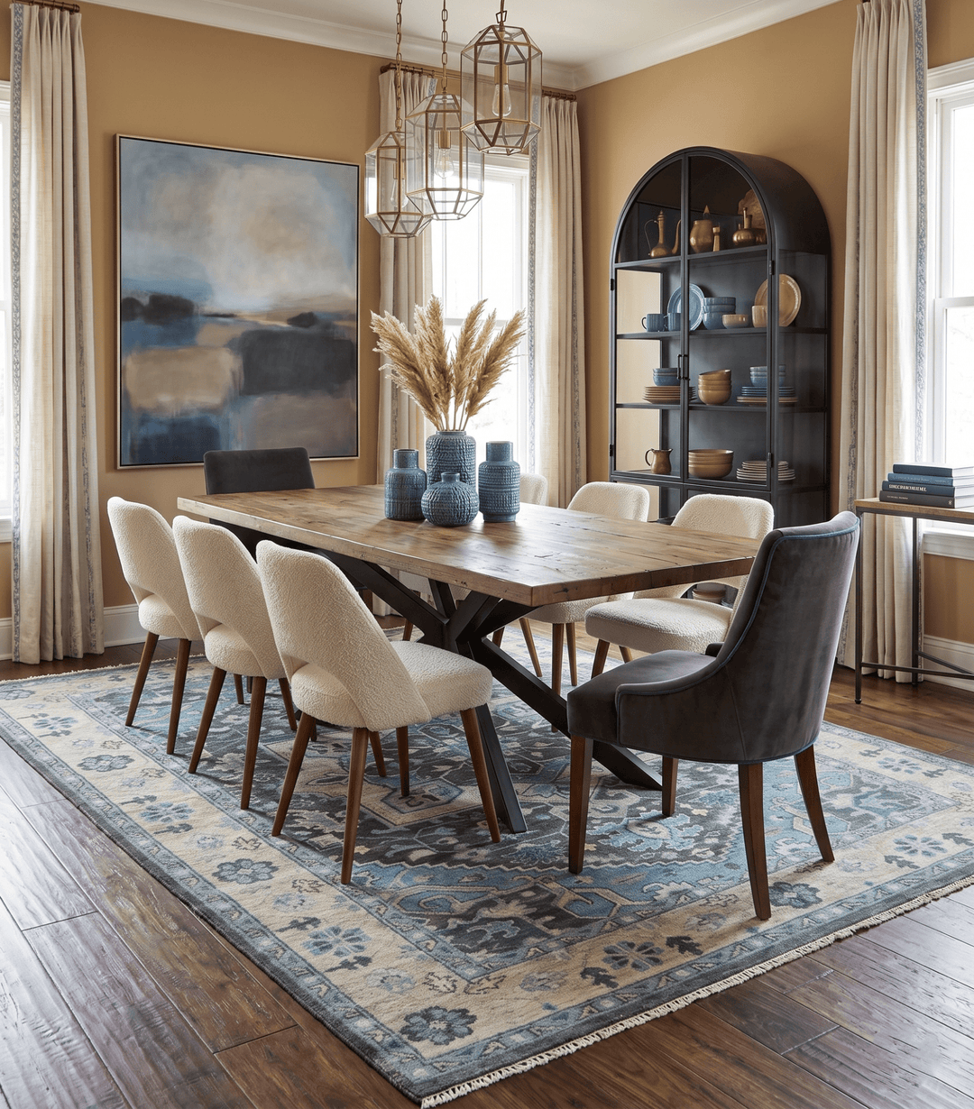 Antique look Hand Knotted Beige and Blue Traditional Heriz Wool Area Rug - The Rug Decor