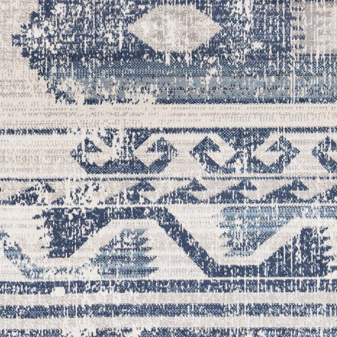 Antique look Ivory and Blue Mamluk Design Outdoor safe Rug - The Rug Decor