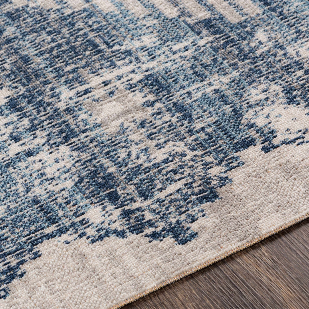 Antique look Ivory and Blue Mamluk Design Outdoor safe Rug - The Rug Decor