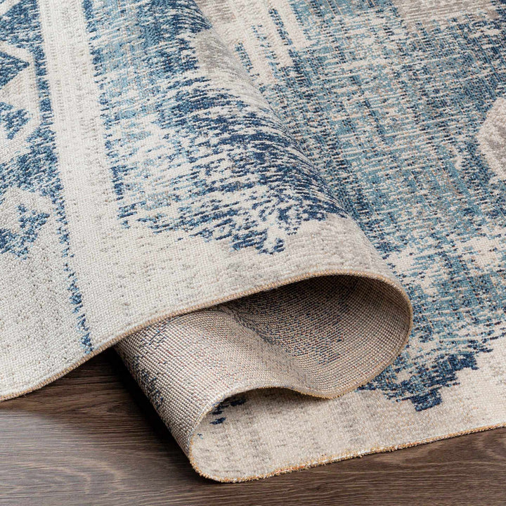 Antique look Ivory and Blue Mamluk Design Outdoor safe Rug - The Rug Decor