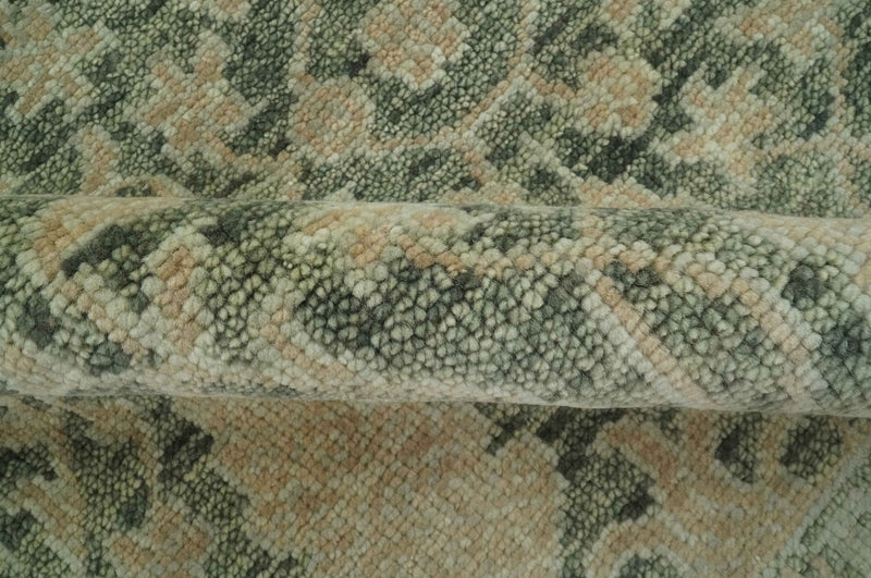 Antique look vintage style Green, Beige and Brown traditional Hand Knotted Multi Size wool rug - The Rug Decor
