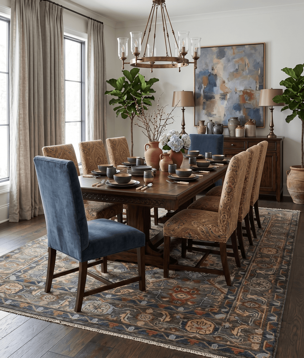 Antique Moss All Wool Traditional Oushak Charcoal, Brown and Blue Hand knotted Custom Made wool Area Rug - The Rug Decor