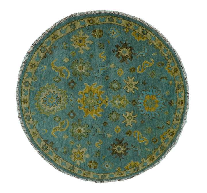 Antique Moss Green and Blue Wool Hand Knotted Traditional Oriental Oushak Multi size Wool Area Rug - The Rug Decor
