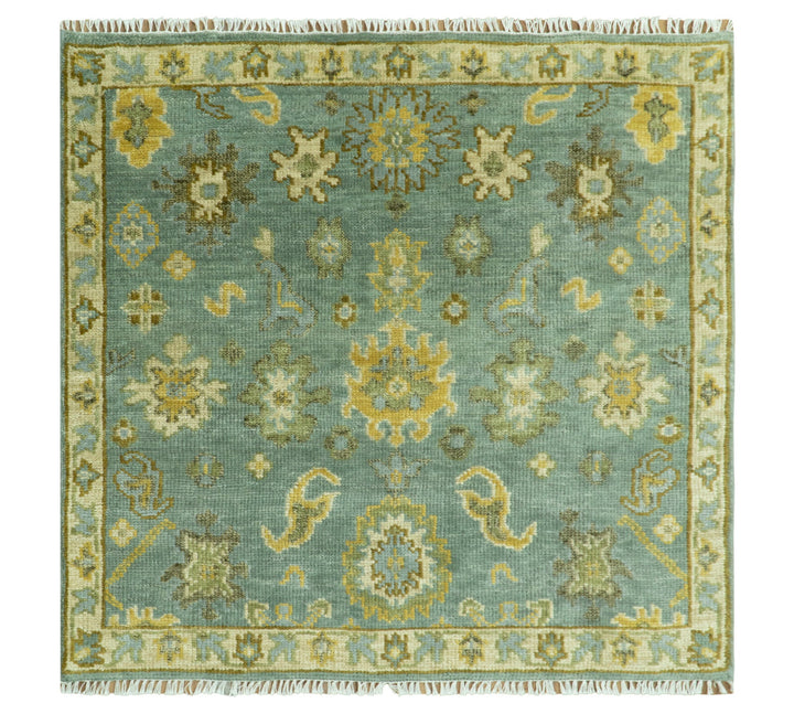 Antique Moss Green and Blue Wool Hand Knotted Traditional Oriental Oushak Multi size Wool Area Rug - The Rug Decor