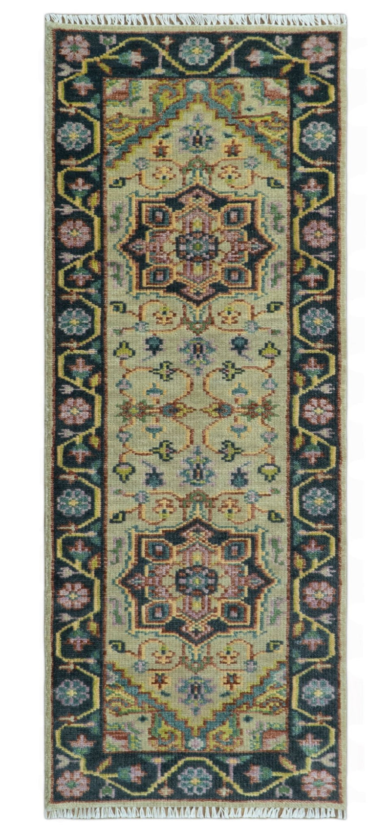 Antique Moss Green and Pink Traditional Multi Size Wool Area Rug - The Rug Decor
