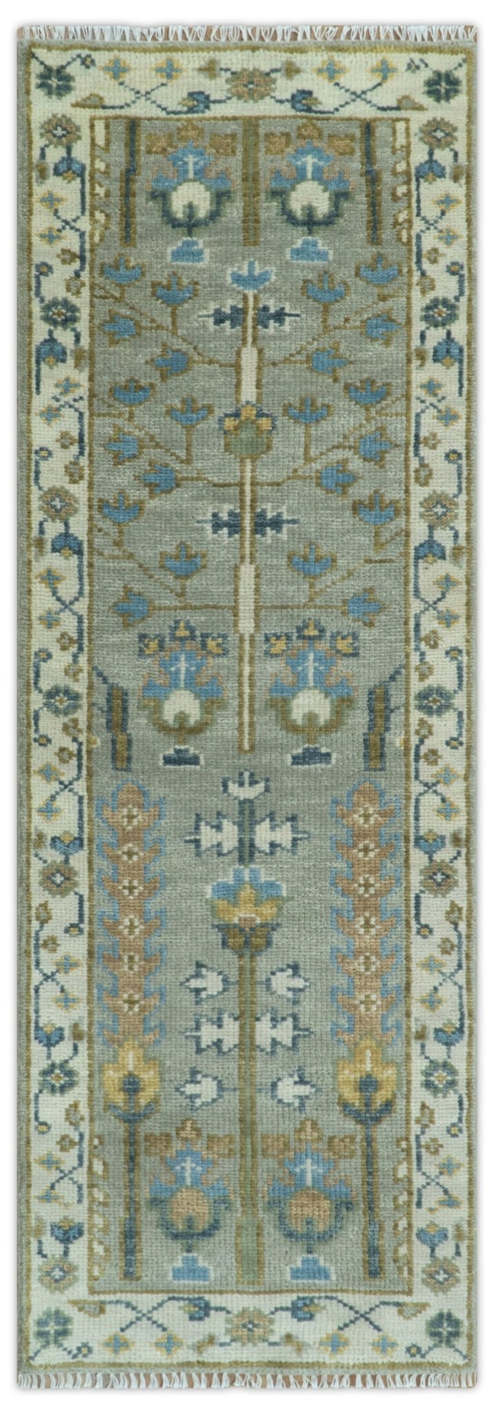 Antique Silver and Gold Hand Knotted Traditional Vintage Style Multi size Wool Area Rug - The Rug Decor