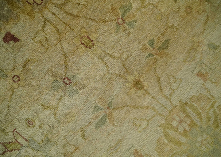 Antique Style 8x10 Hand Knotted Beige, Olive and Brown Traditional Oushak Wool Rug - The Rug Decor