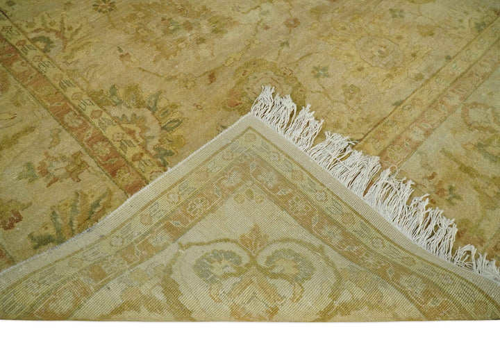 Antique Style 8x10 Hand Knotted Beige, Olive and Brown Traditional Oushak Wool Rug - The Rug Decor