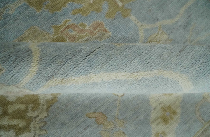 Antique style Aqua and Beige Hand knotted Traditional Oushak wool Area Rug - The Rug Decor