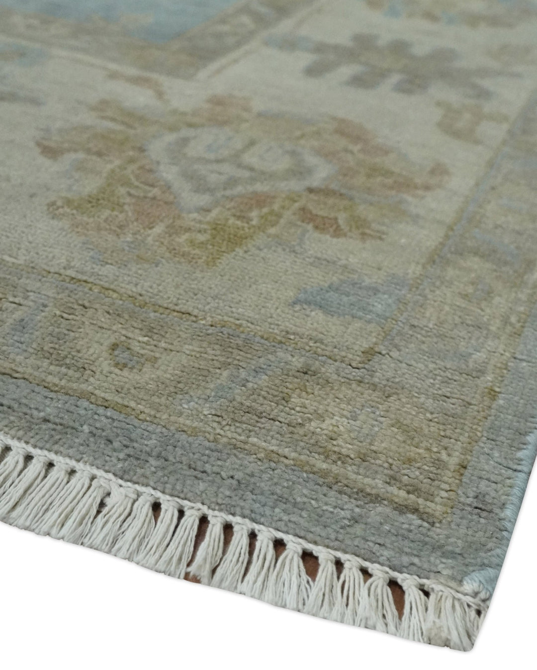 Antique style Aqua and Beige Hand knotted Traditional Oushak wool Area Rug - The Rug Decor