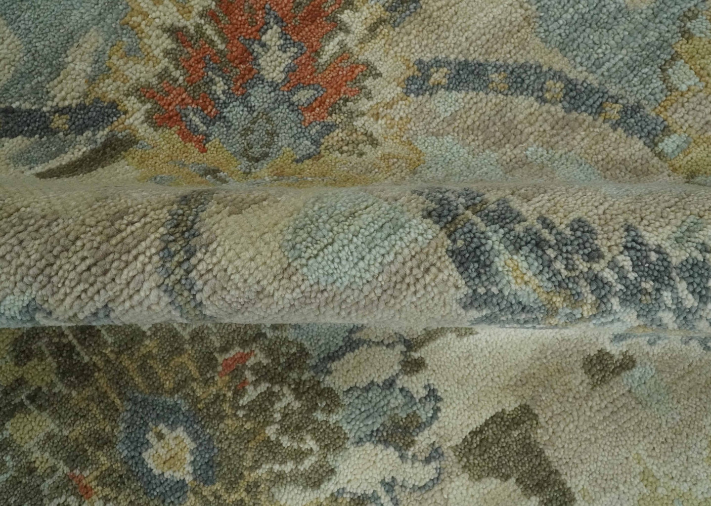 Antique Style Beige, Green and Gray Hand Knotted Traditional Oriental 8x10 wool area Rug - The Rug Decor