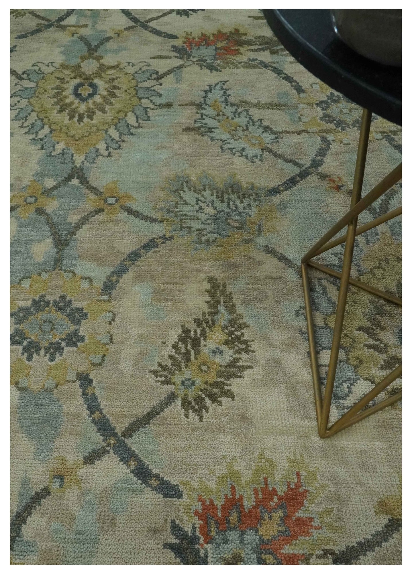 Antique Style Beige, Green and Gray Hand Knotted Traditional Oriental 8x10 wool area Rug - The Rug Decor