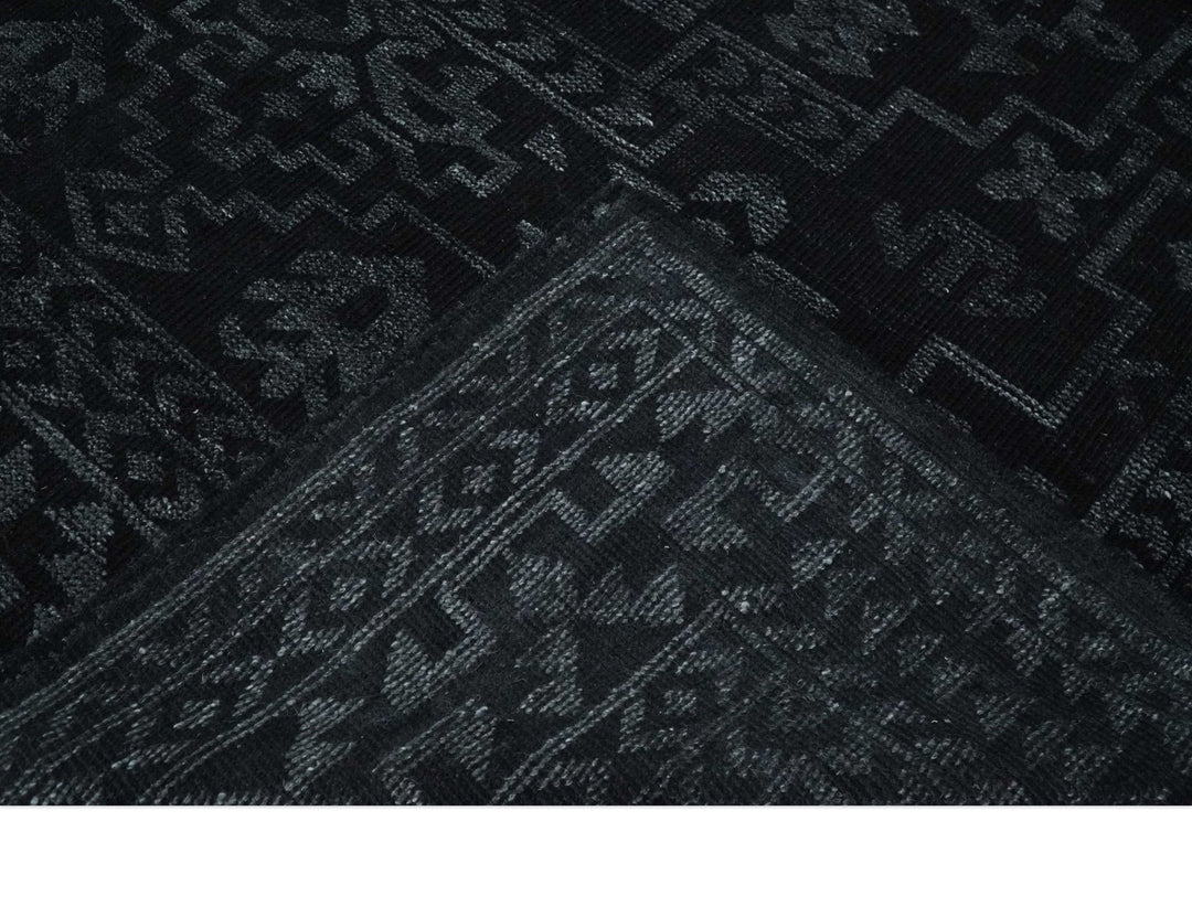 Antique Style Black and Silver 8.4x9.8 hand knotted Traditional wool Area rug - The Rug Decor