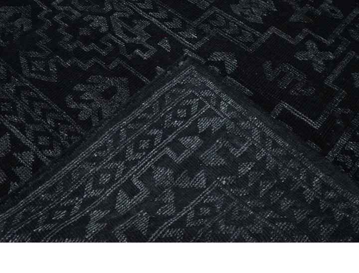 Antique Style Black and Silver 8.4x9.8 hand knotted Traditional wool Area rug - The Rug Decor