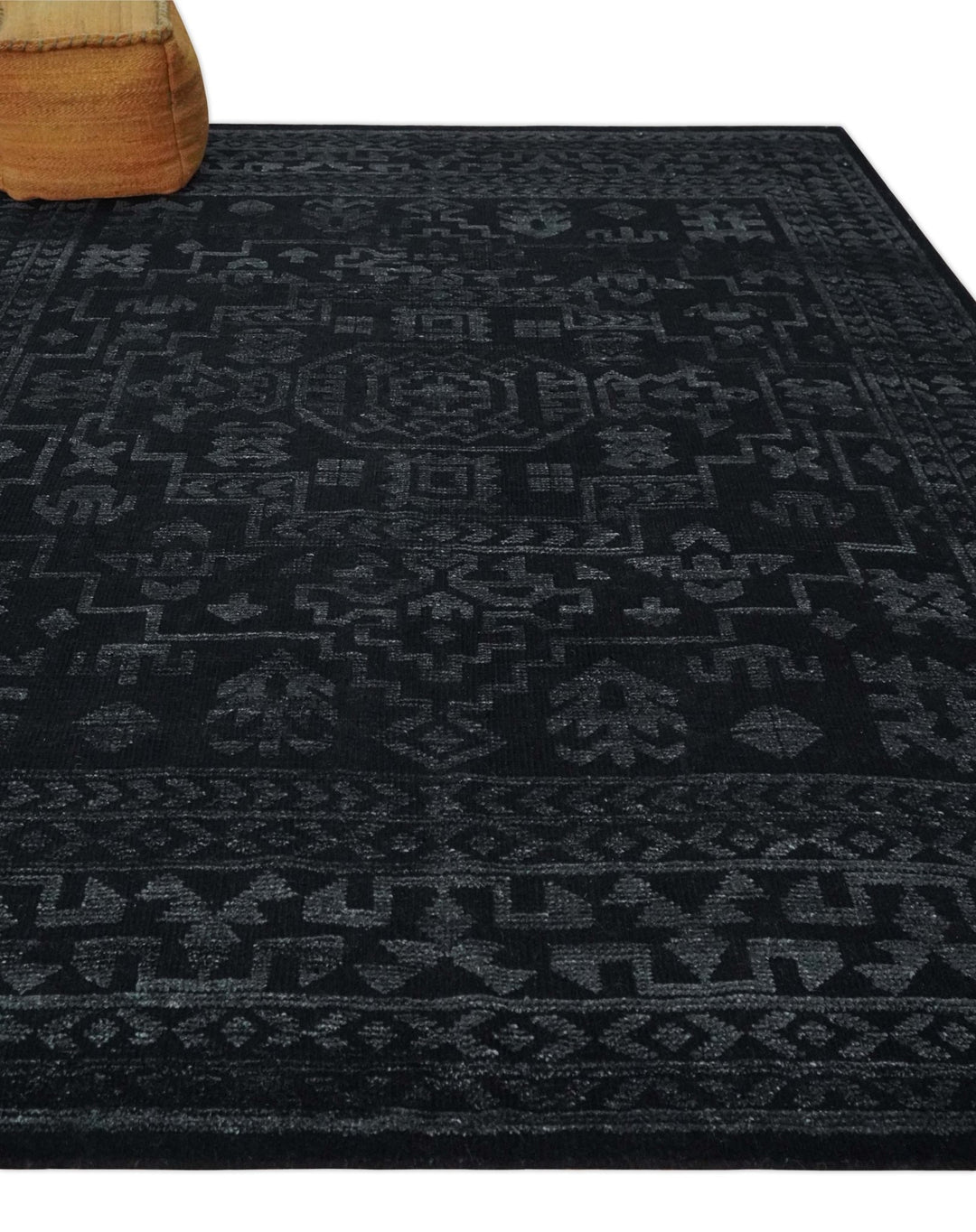 Antique Style Black and Silver 8.4x9.8 hand knotted Traditional wool Area rug - The Rug Decor