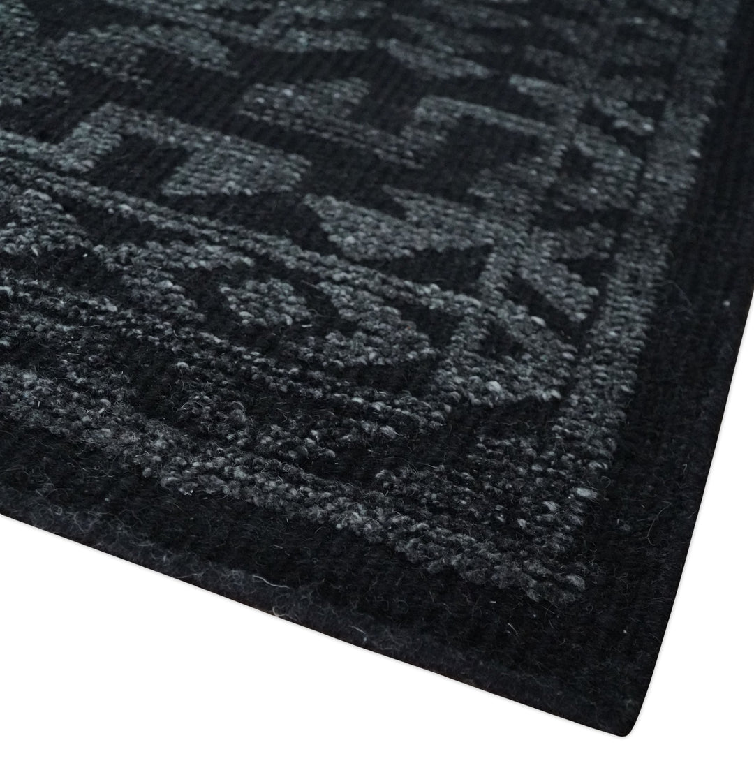 Antique Style Black and Silver 8.4x9.8 hand knotted Traditional wool Area rug - The Rug Decor