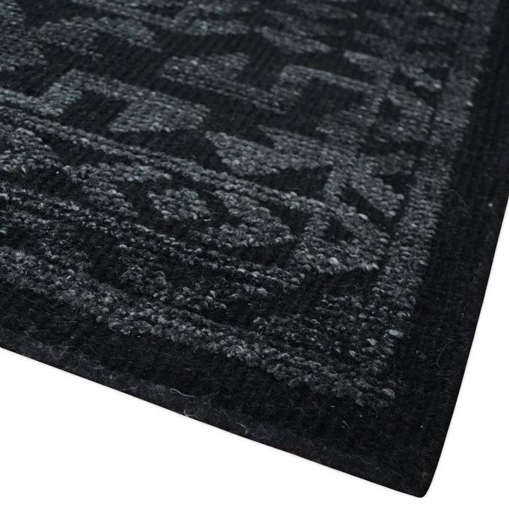 Antique Style Black and Silver 8.4x9.8 hand knotted Traditional wool Area rug - The Rug Decor