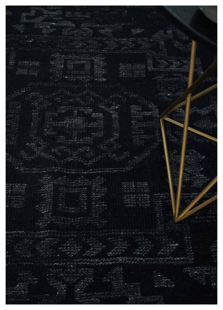 Antique Style Black and Silver 8.4x9.8 hand knotted Traditional wool Area rug - The Rug Decor