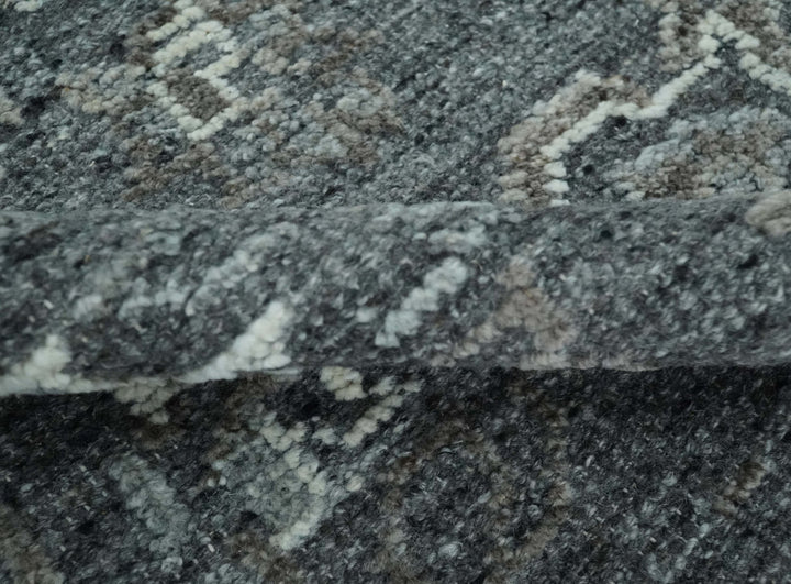Antique Style Charcoal and Ivory 8x10 hand knotted Oushak wool Area rug - The Rug Decor