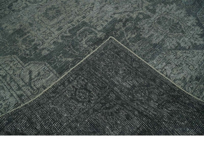 Antique Style Charcoal and Silver Traditional Heriz Medallion 8x10 wool Area Rug - The Rug Decor