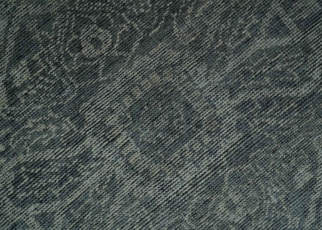 Antique Style Charcoal and Silver Traditional Heriz Medallion 8x10 wool Area Rug - The Rug Decor