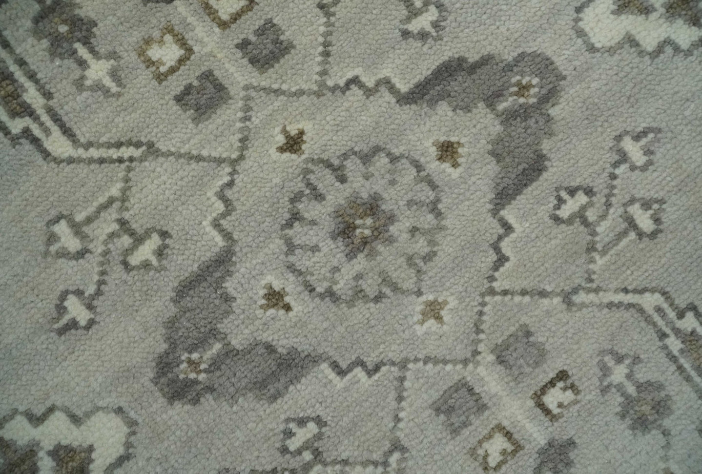 Antique Style Custom Made Traditional Silver and Brown Oriental Oushak Wool Area Rug - The Rug Decor