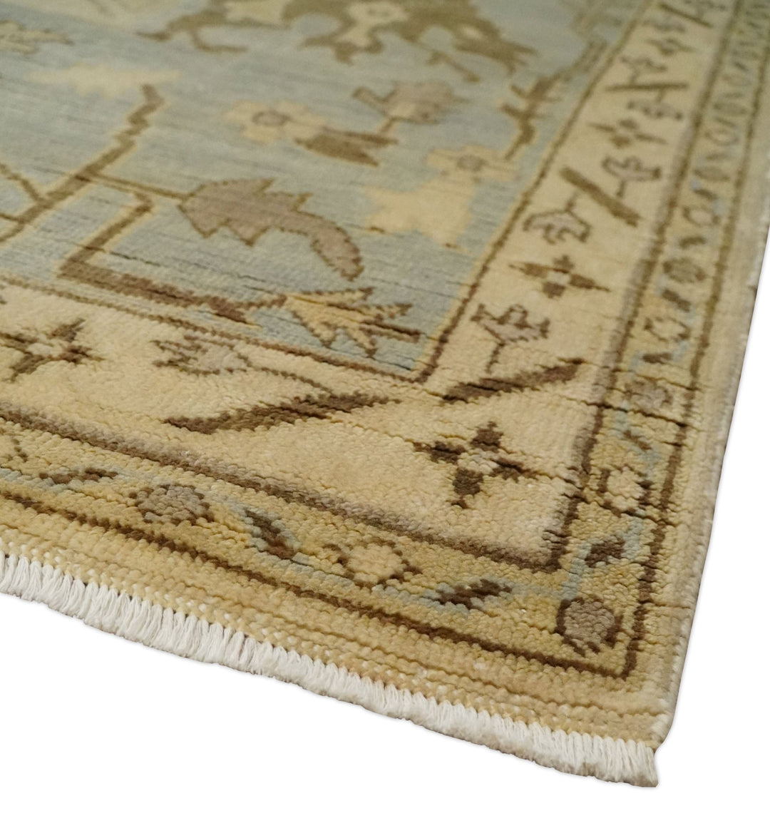 Antique Style Fine 9x13 Hand Knotted Beige, Silver and Brown Traditional Wool Rug - The Rug Decor