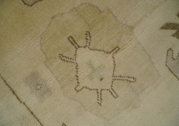 Antique Style Fine 9x13 Hand Knotted Beige, Silver and Brown Traditional Wool Rug - The Rug Decor