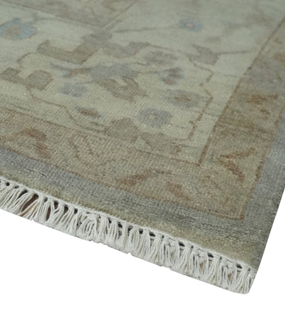 Antique style Gray and Beige 9x12 Hand knotted Oushak wool Area Rug - The Rug Decor