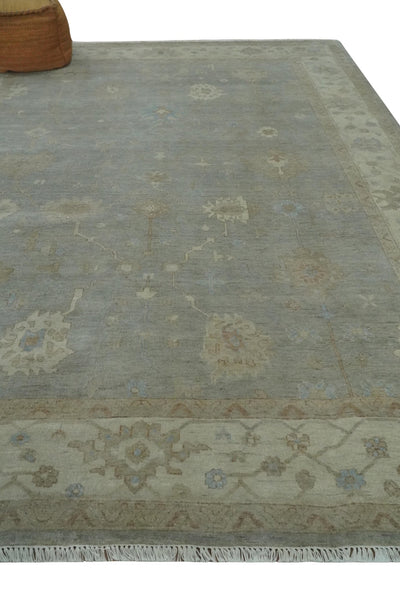 Antique style Gray and Beige 9x12 Hand knotted Oushak wool Area Rug - The Rug Decor