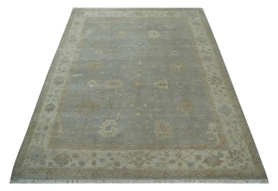 Antique style Gray and Beige 9x12 Hand knotted Oushak wool Area Rug - The Rug Decor