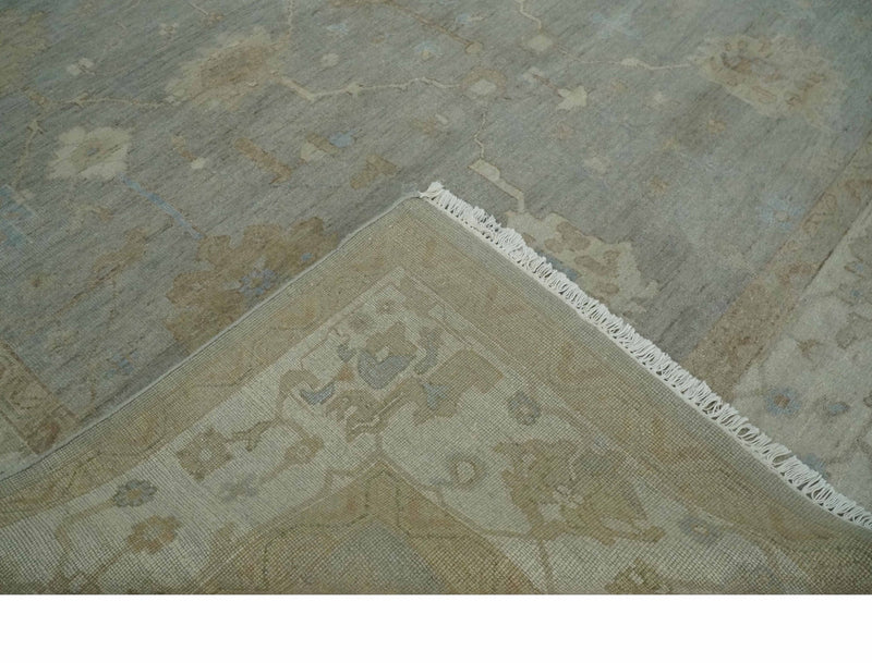 Antique style Gray and Beige 9x12 Hand knotted Oushak wool Area Rug - The Rug Decor