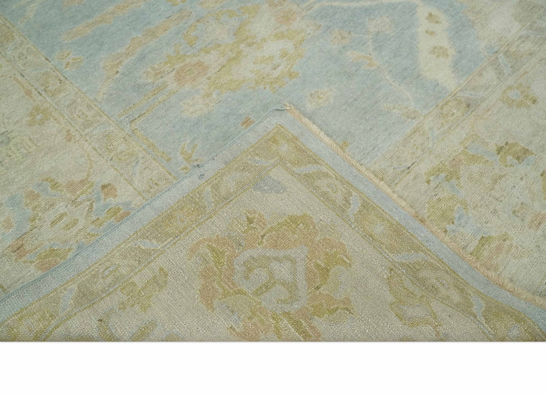 Antique style Gray, Beige and Olive 9x12 Hand knotted Oushak wool Area Rug - The Rug Decor