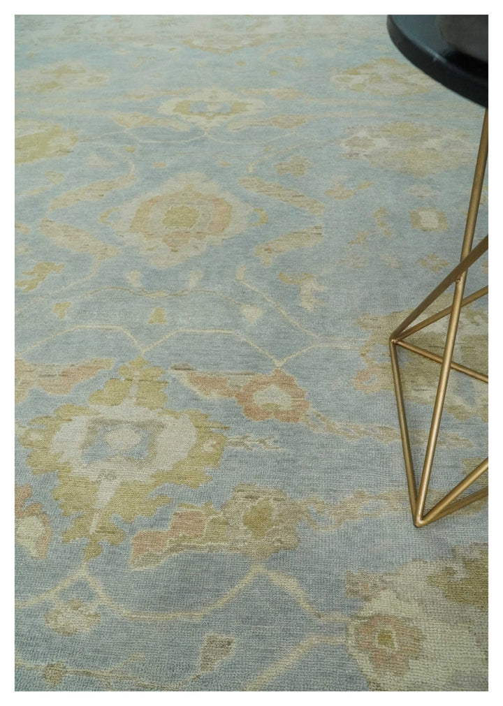 Antique style Gray, Beige and Olive 9x12 Hand knotted Oushak wool Area Rug - The Rug Decor