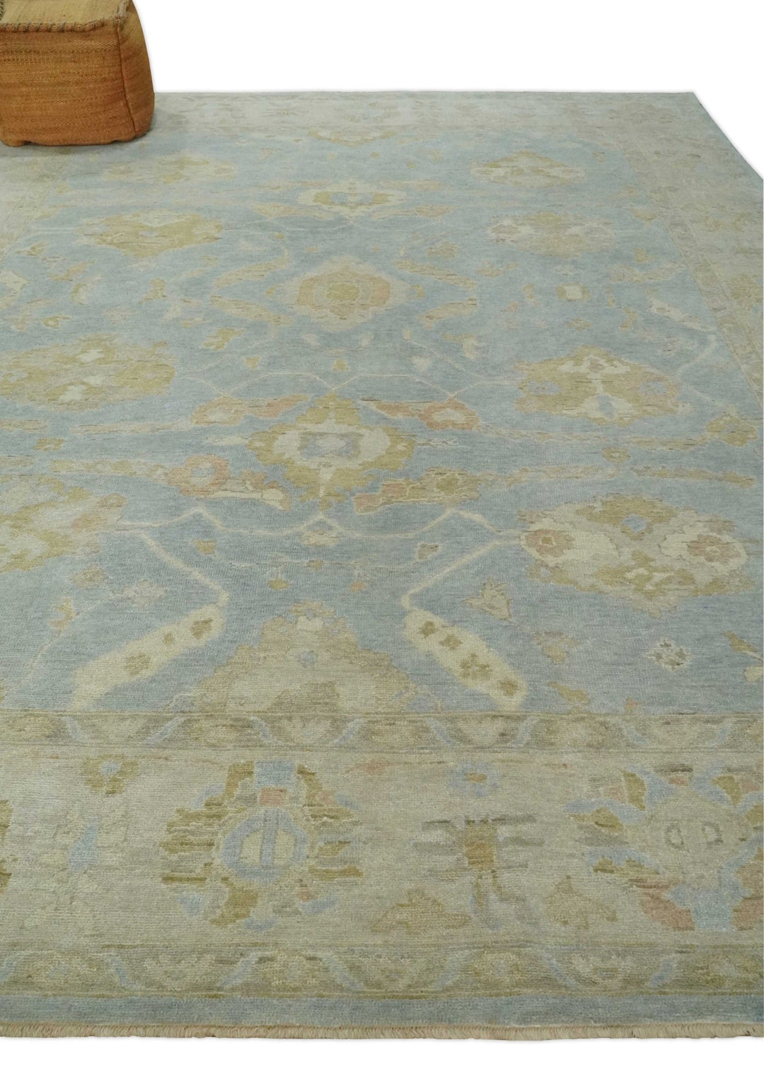 Antique style Gray, Beige and Olive 9x12 Hand knotted Oushak wool Area Rug - The Rug Decor