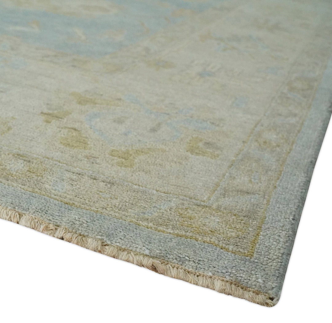 Antique style Gray, Beige and Olive 9x12 Hand knotted Oushak wool Area Rug - The Rug Decor
