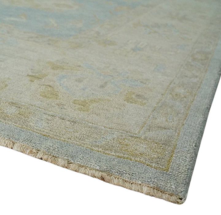 Antique style Gray, Beige and Olive 9x12 Hand knotted Oushak wool Area Rug - The Rug Decor